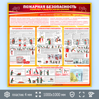 Стенд «Пожарная безопасность. Первичные средства пожаротушения» (PB-03-GOLD)
